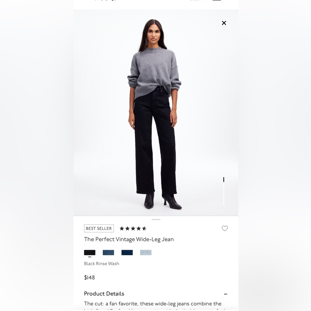 Madewell Black Wide-Leg Jeans